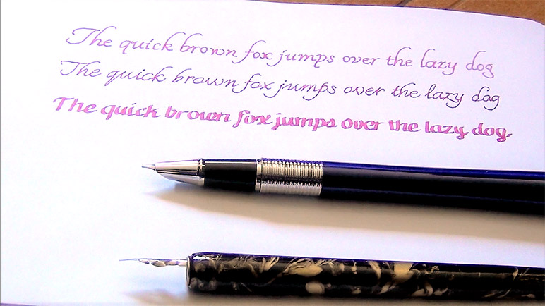 Diamine-Amaranth-Ink-Review-artistic-photo-with-pens