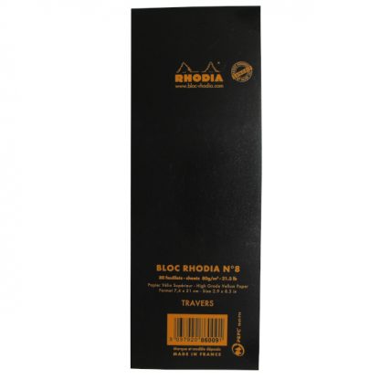 Black Rhodia Bloc No. 8 Head-Stapled Lined Paper Notepad 74 x 210
