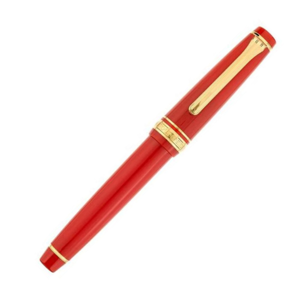 Top Sailor Professional Gear Slim (Sapporo) Fountain Pen (Red with Gold Trim)