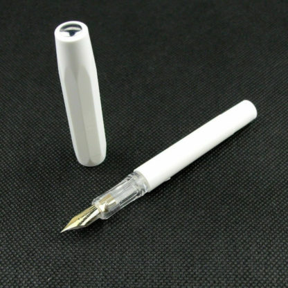 Hexagon Pocket Fountain Pen (White) With Cap on the Side