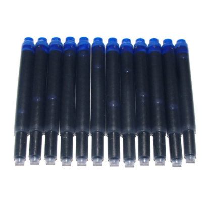Pack of 12 Blue Standard Deluxe Fountain Pen Ink Cartridges